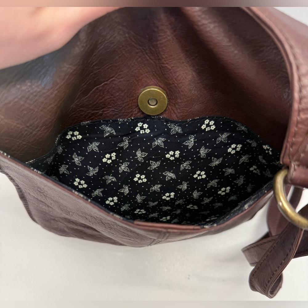 Fat Face Anna Chocolate Brown oiled Leather crossbody satchel  Bag - Picture 5 of 15